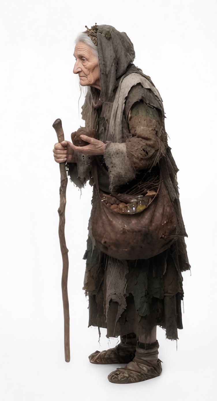 Figur: die alte Frau mit Stock