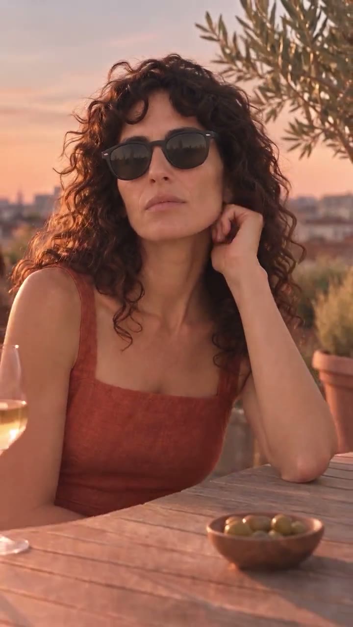 Reel: Lucía mit der Brille auf dem Rooftop