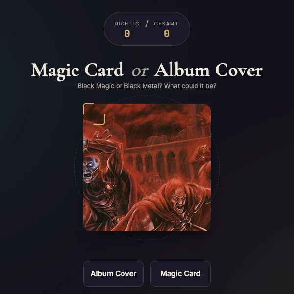 Das Spiel Magic Card or Album Cover: ein Bild, darunter die Knöpfe Album Cover und Magic Card